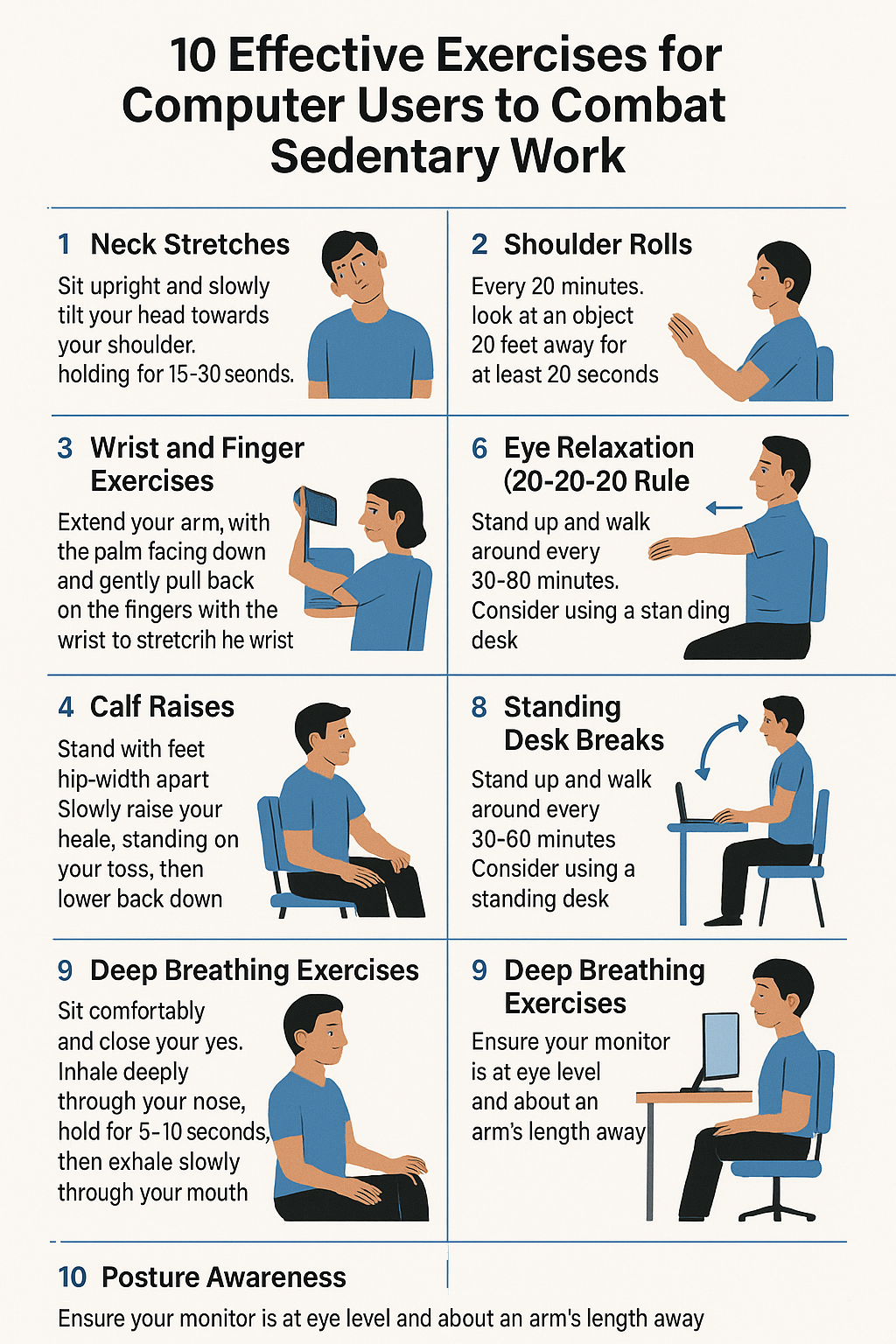 10 Effective Exercises for Computer Users to Combat Sedentary Work 10 Effective Exercises for Computer Users to Combat Sedentary Work